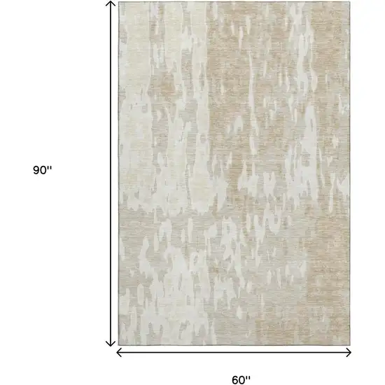 Beige Ivory And Tan Abstract Washable Area Rug With UV Protection Photo 8