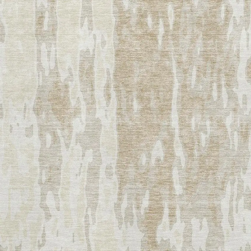Beige Ivory And Tan Abstract Washable Area Rug With UV Protection Photo 2