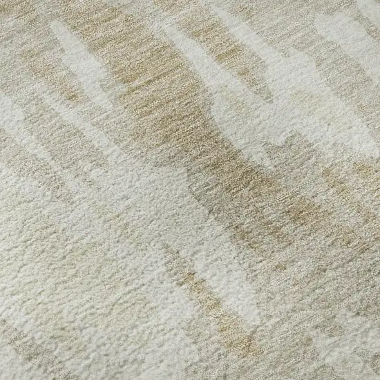 Beige Ivory And Tan Abstract Washable Area Rug With UV Protection Photo 9