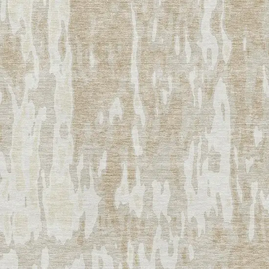 Beige Ivory And Tan Abstract Washable Area Rug With UV Protection Photo 2