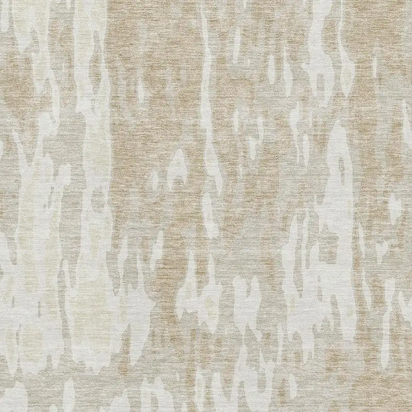 Beige Ivory And Tan Abstract Washable Area Rug With UV Protection Photo 2