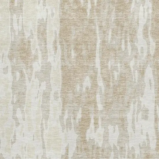Beige Ivory And Tan Abstract Washable Area Rug With UV Protection Photo 2