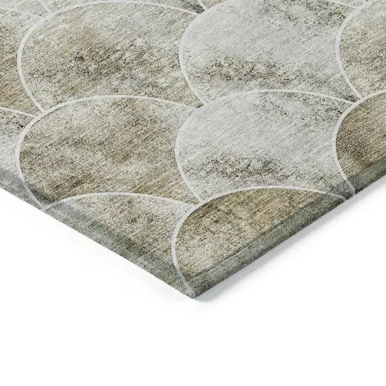 Beige Ivory And Tan Abstract Washable Indoor Outdoor Area Rug Photo 4