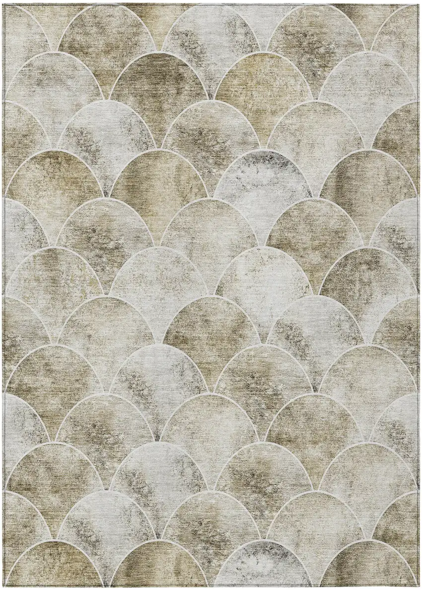 Beige Ivory And Tan Abstract Washable Indoor Outdoor Area Rug Photo 2