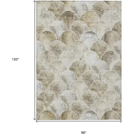 Beige Ivory And Tan Abstract Washable Indoor Outdoor Area Rug Photo 3