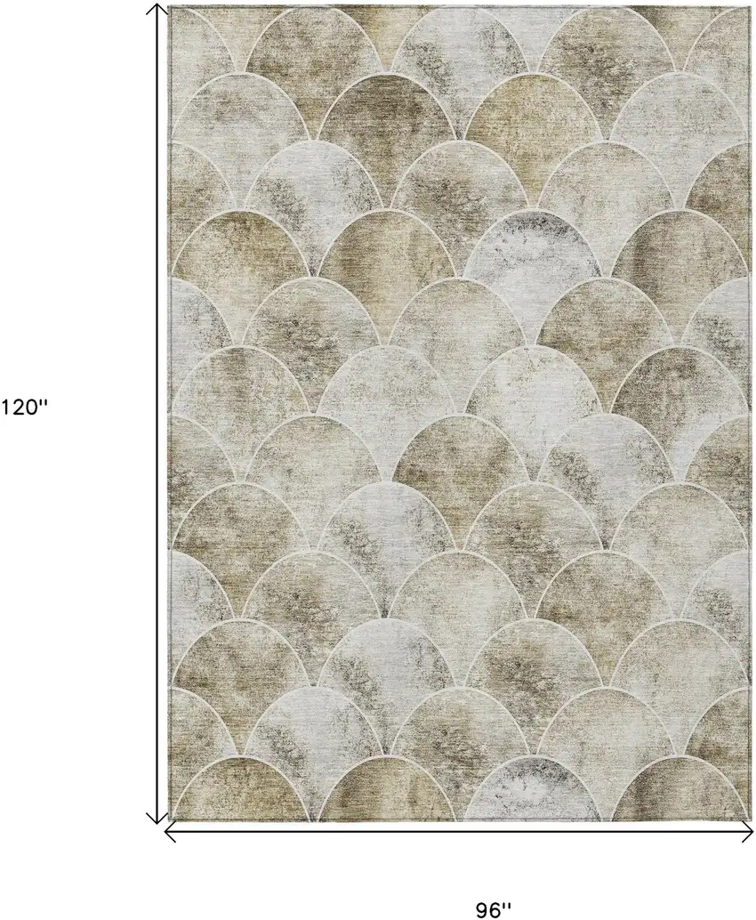 Beige Ivory And Tan Abstract Washable Indoor Outdoor Area Rug Photo 3