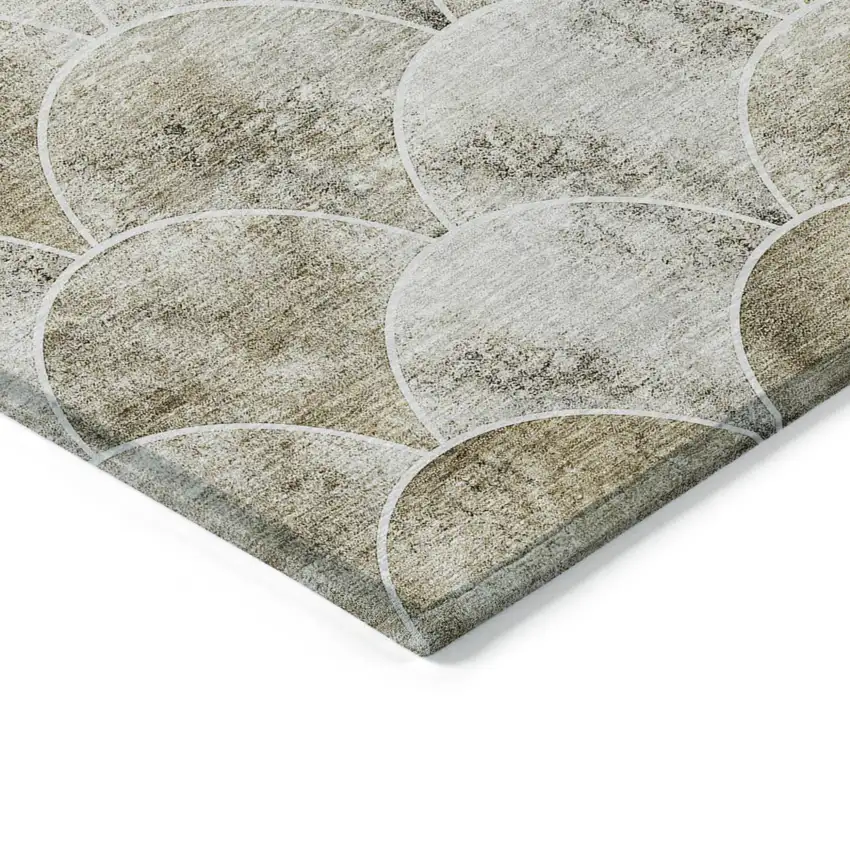 Beige Ivory And Tan Abstract Washable Indoor Outdoor Area Rug Photo 3