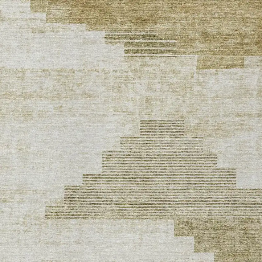 Beige Ivory And Tan Geometric Washable Indoor Outdoor Area Rug Photo 3