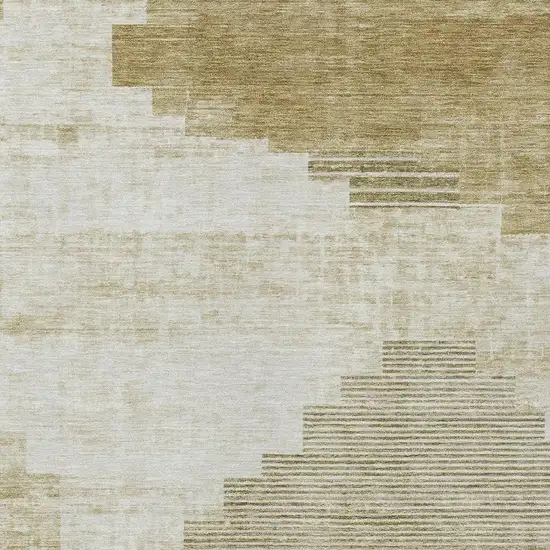Beige Ivory And Tan Geometric Washable Indoor Outdoor Area Rug Photo 3