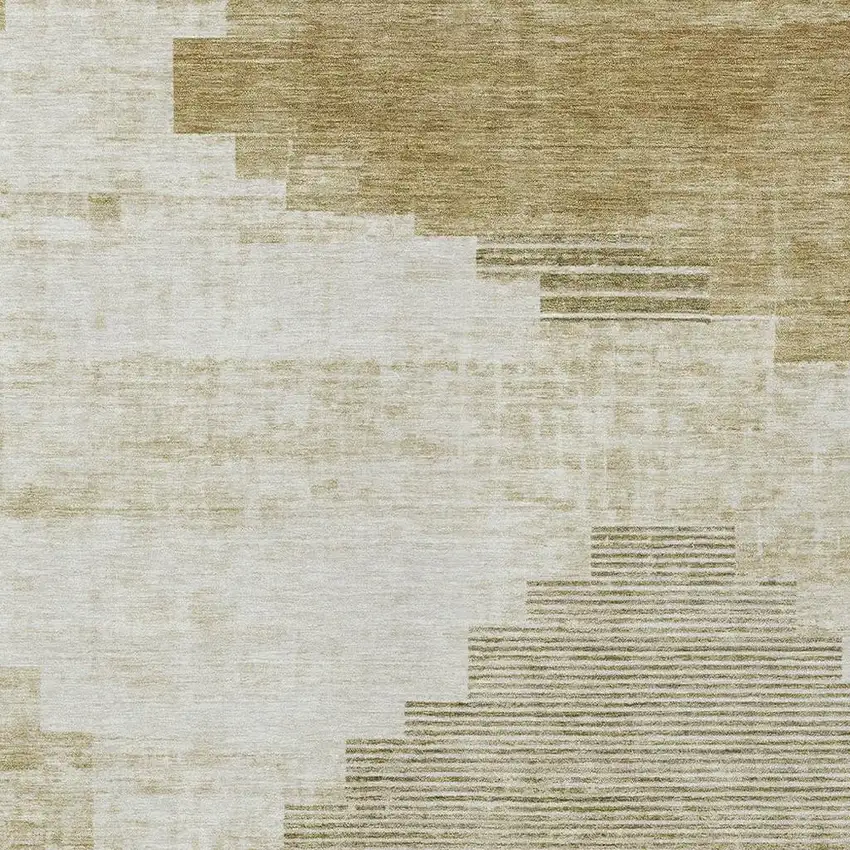 Beige Ivory And Tan Geometric Washable Indoor Outdoor Area Rug Photo 3