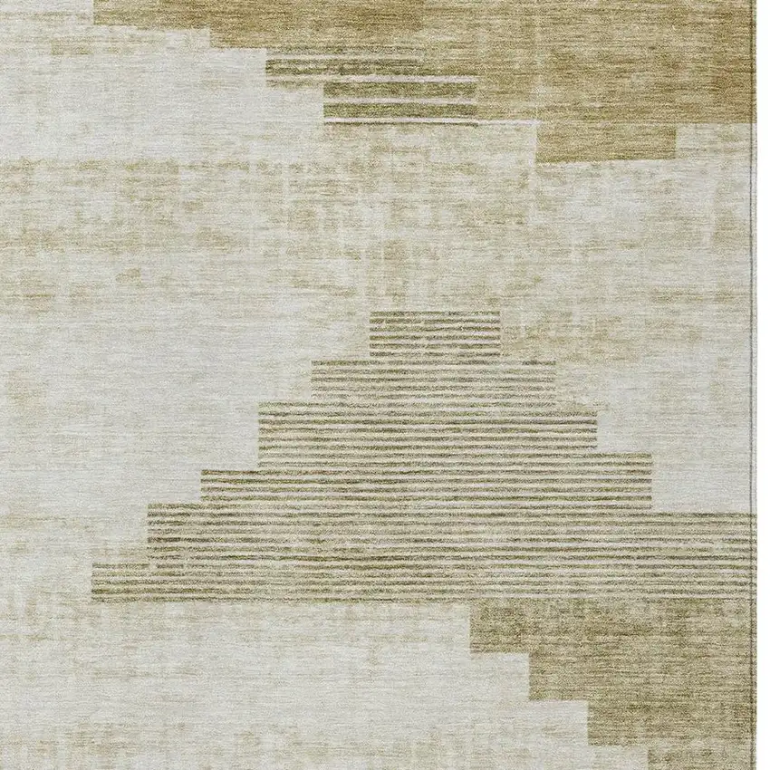 Beige Ivory And Tan Geometric Washable Indoor Outdoor Area Rug Photo 3