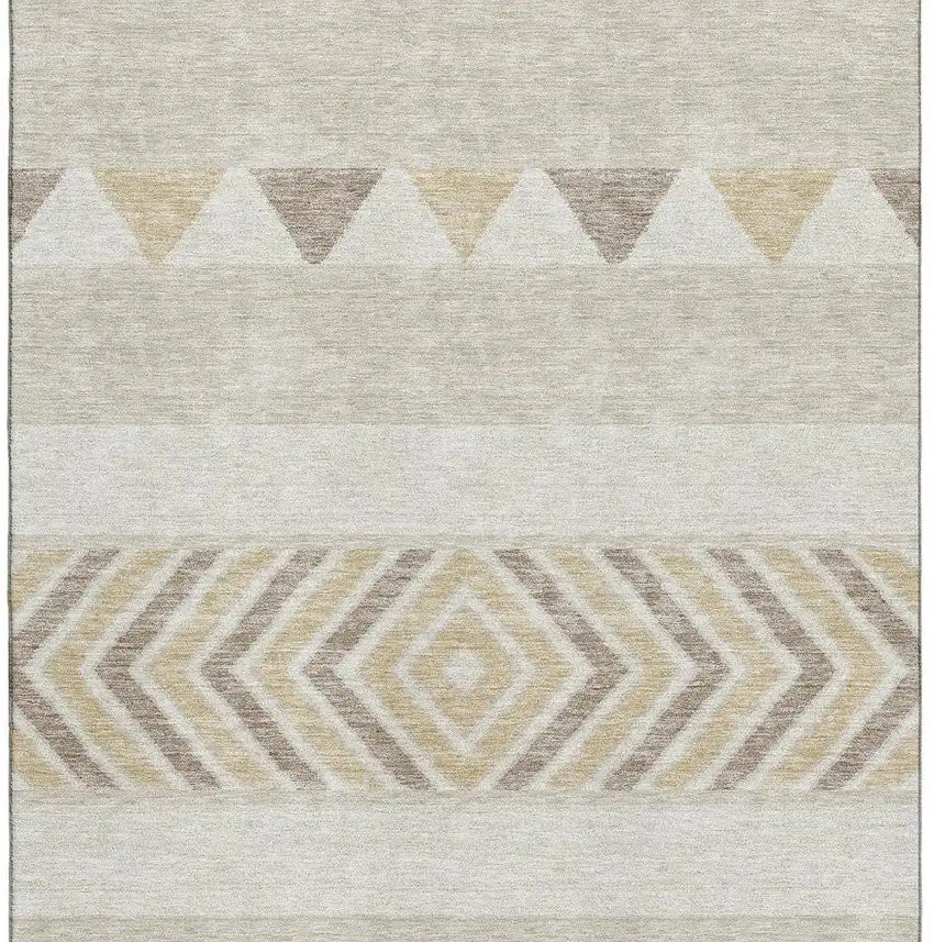 Beige Ivory And Tan Southwestern Washable Area Rug With UV Protection Photo 2
