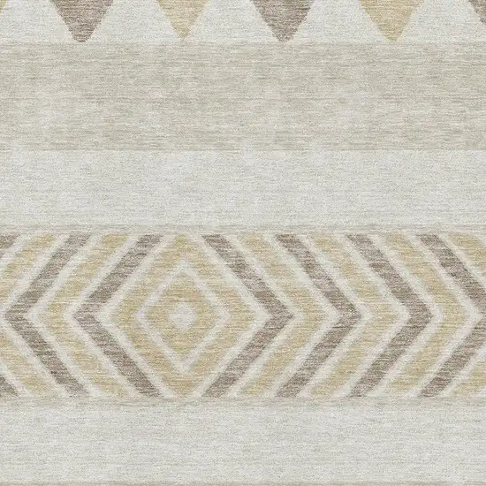 Beige Ivory And Tan Southwestern Washable Area Rug With UV Protection Photo 3