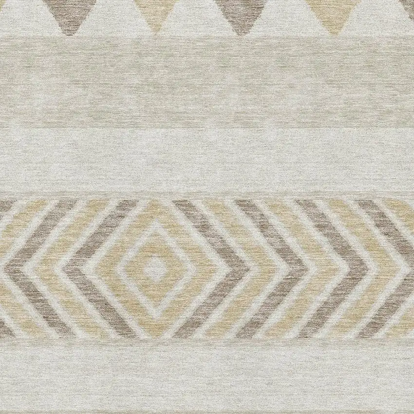Beige Ivory And Tan Southwestern Washable Area Rug With UV Protection Photo 3