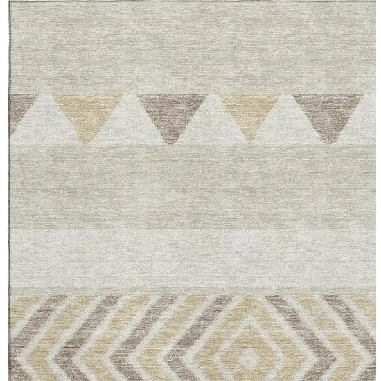 Beige Ivory And Tan Southwestern Washable Area Rug With UV Protection Photo 2