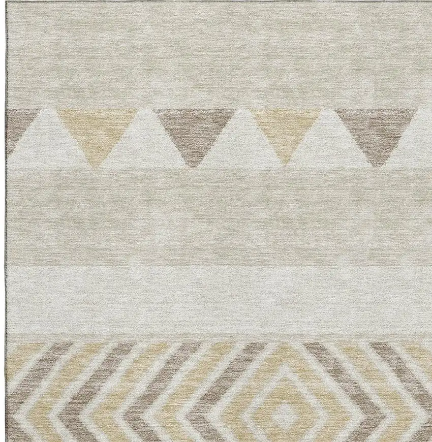 Beige Ivory And Tan Southwestern Washable Area Rug With UV Protection Photo 2