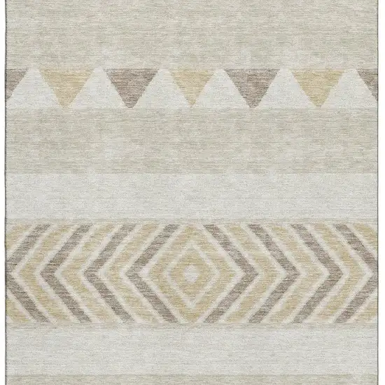 Beige Ivory And Tan Southwestern Washable Area Rug With UV Protection Photo 2