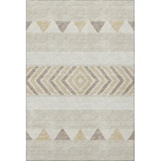 Beige Ivory And Tan Southwestern Washable Area Rug With UV Protection Photo 3