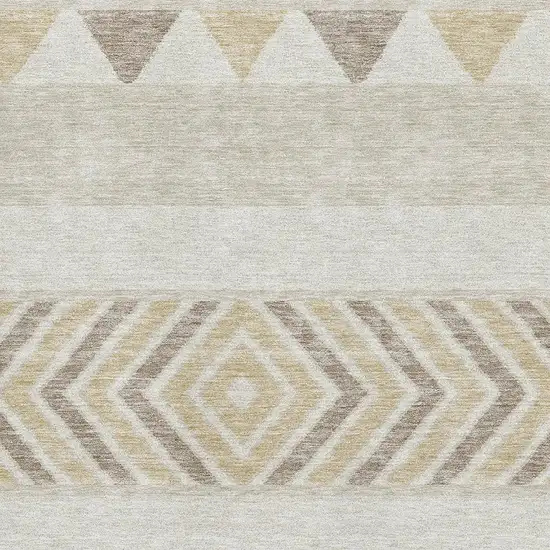 Beige Ivory And Tan Southwestern Washable Area Rug With UV Protection Photo 2