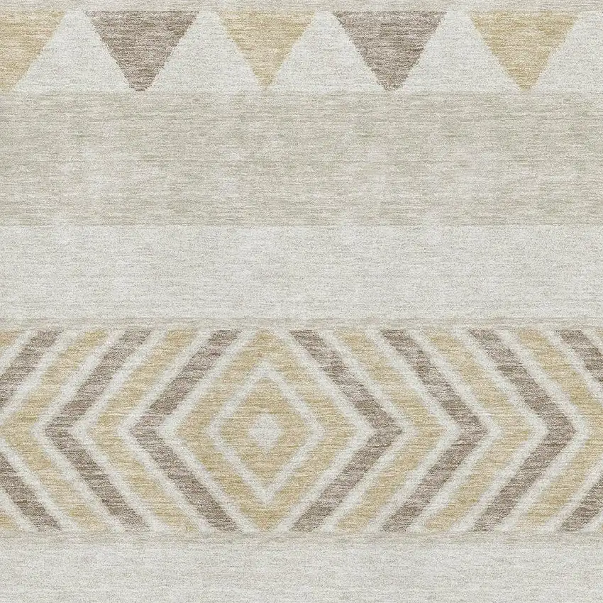 Beige Ivory And Tan Southwestern Washable Area Rug With UV Protection Photo 2