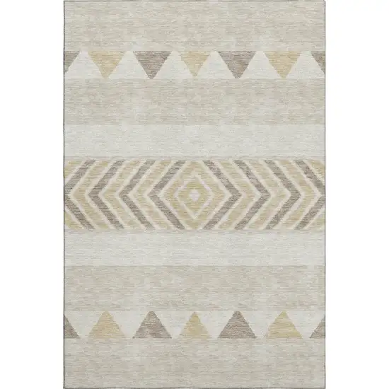 Beige Ivory And Tan Southwestern Washable Area Rug With UV Protection Photo 1