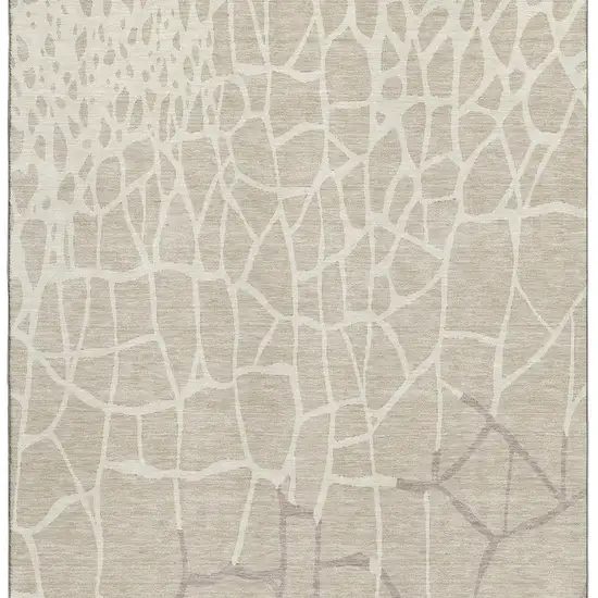 Beige Ivory And Taupe Abstract Geometric Washable Area Rug With UV Protection Photo 4