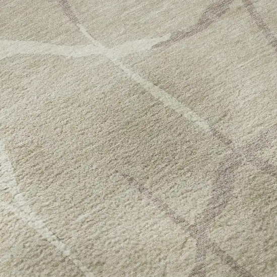 Beige Ivory And Taupe Abstract Geometric Washable Area Rug With UV Protection Photo 1