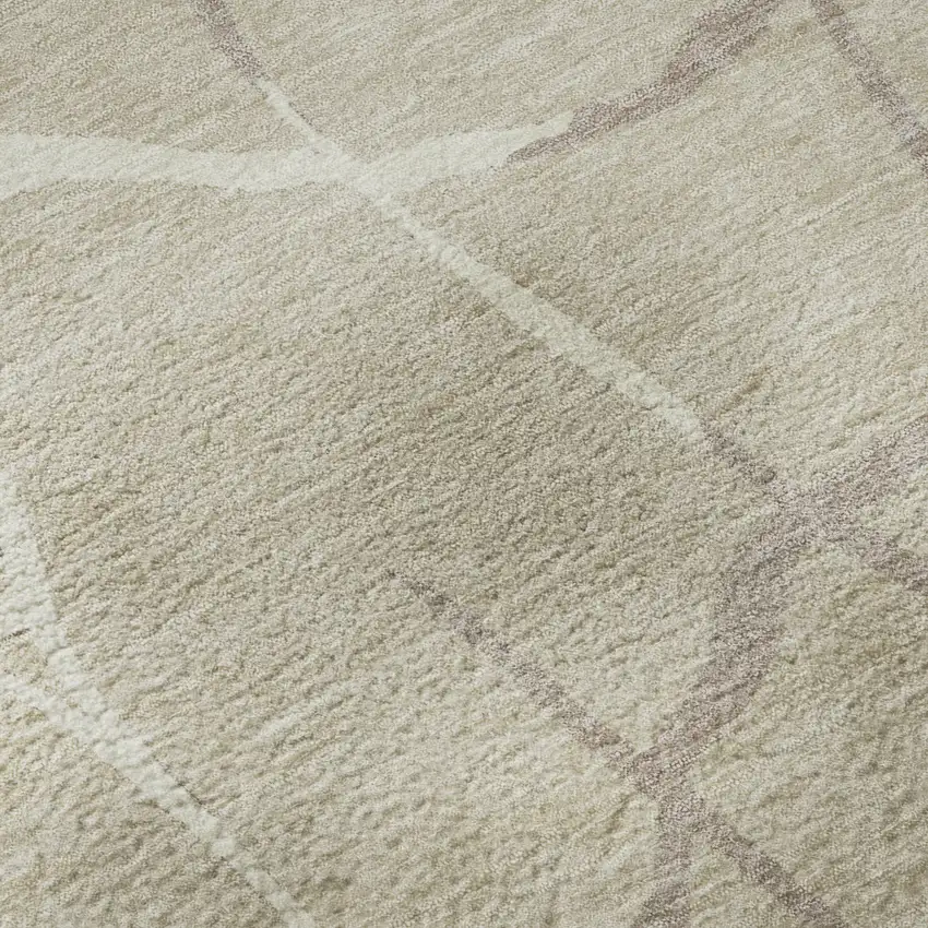 Beige Ivory And Taupe Abstract Geometric Washable Area Rug With UV Protection Photo 1