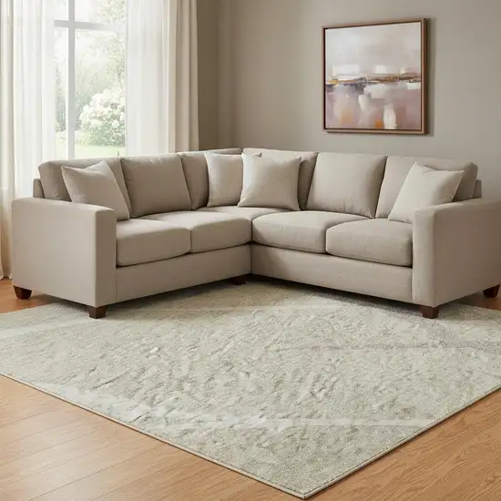 Beige Ivory And Taupe Abstract Geometric Washable Area Rug With UV Protection Photo 2