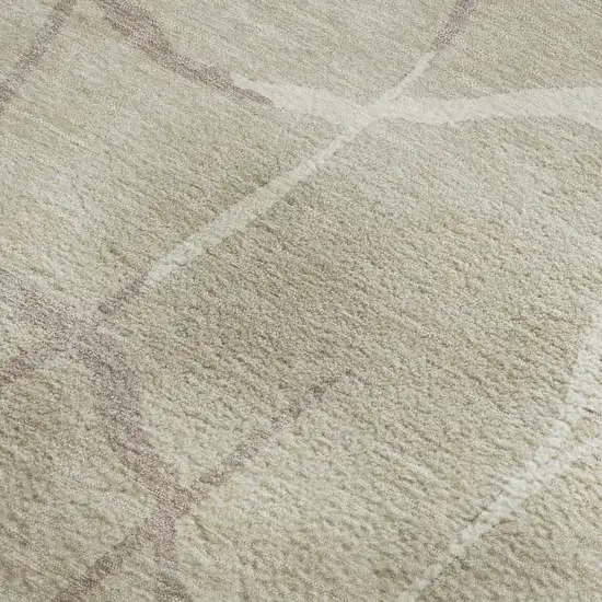 Beige Ivory And Taupe Abstract Geometric Washable Area Rug With UV Protection Photo 3
