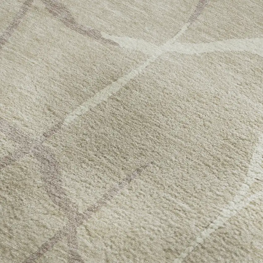 Beige Ivory And Taupe Abstract Geometric Washable Area Rug With UV Protection Photo 3