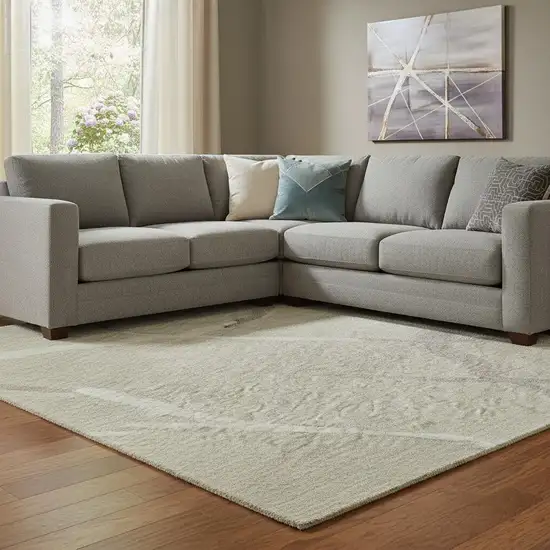 Beige Ivory And Taupe Abstract Geometric Washable Area Rug With UV Protection Photo 2