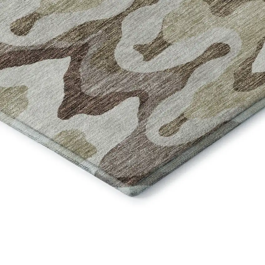 Beige Ivory And Taupe Abstract Washable Area Rug With UV Protection Photo 8