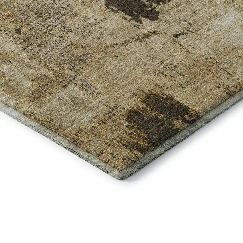 Beige Ivory And Taupe Abstract Washable Area Rug With UV Protection Photo 5