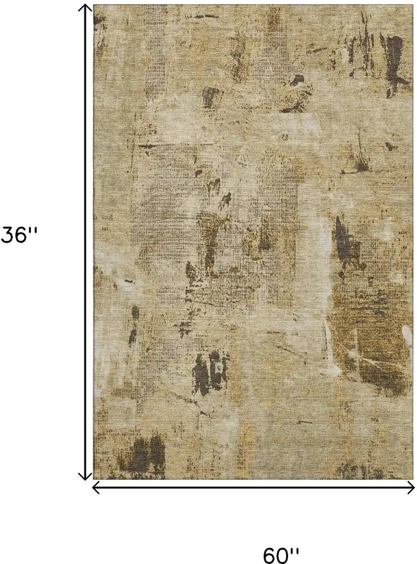 Beige Ivory And Taupe Abstract Washable Area Rug With UV Protection Photo 8