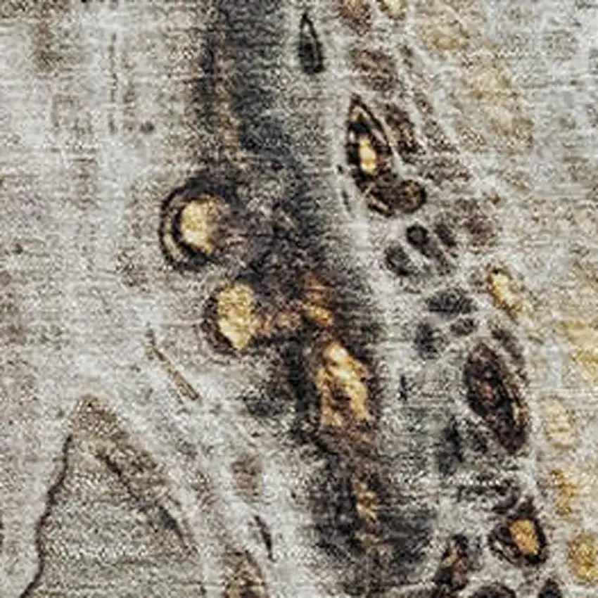 Beige Ivory And Taupe Abstract Washable Area Rug With UV Protection Photo 3