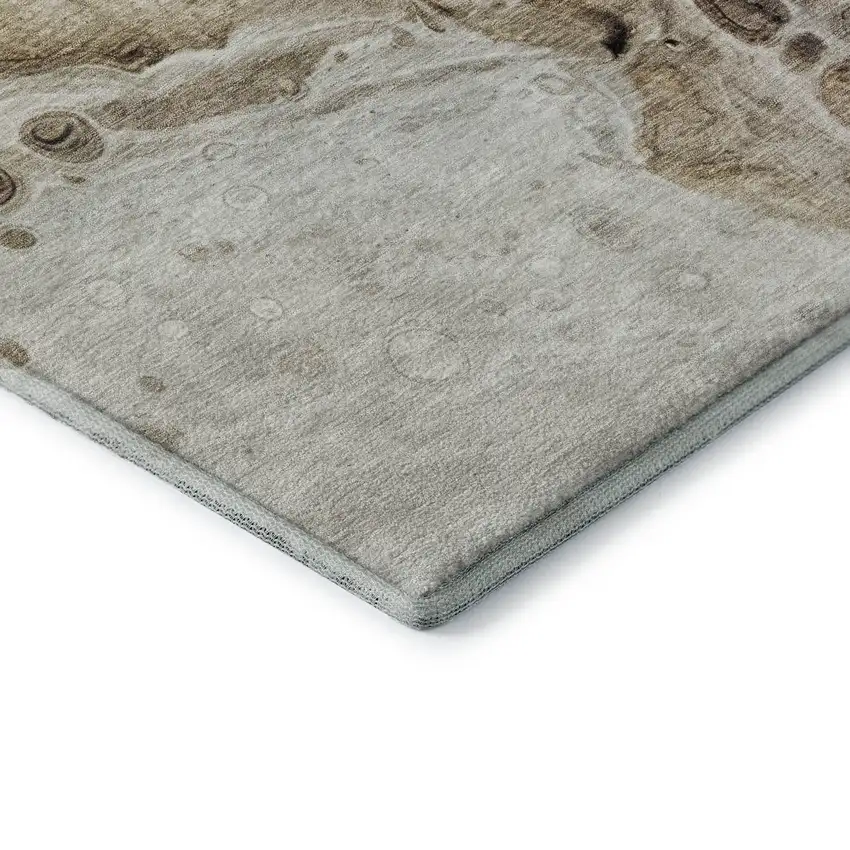 Beige Ivory And Taupe Abstract Washable Area Rug With UV Protection Photo 8