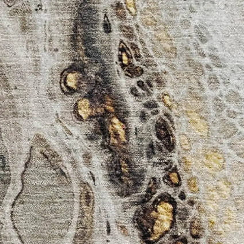 Beige Ivory And Taupe Abstract Washable Area Rug With UV Protection Photo 3