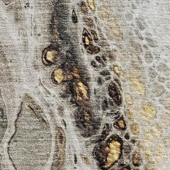 Beige Ivory And Taupe Abstract Washable Area Rug With UV Protection Photo 4