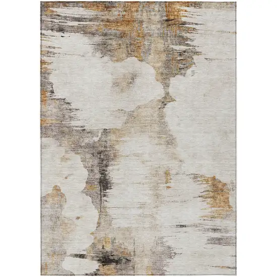 Beige Ivory And Taupe Abstract Washable Indoor Outdoor Area Rug Photo 1