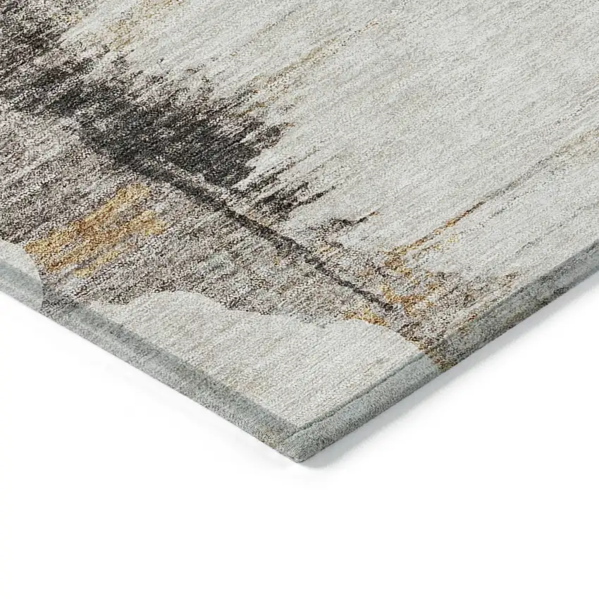 Beige Ivory And Taupe Abstract Washable Indoor Outdoor Area Rug Photo 3
