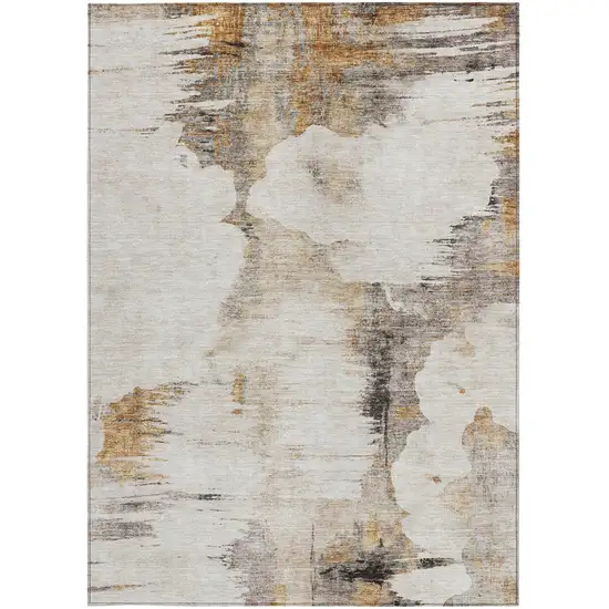 Beige Ivory And Taupe Abstract Washable Indoor Outdoor Area Rug Photo 4