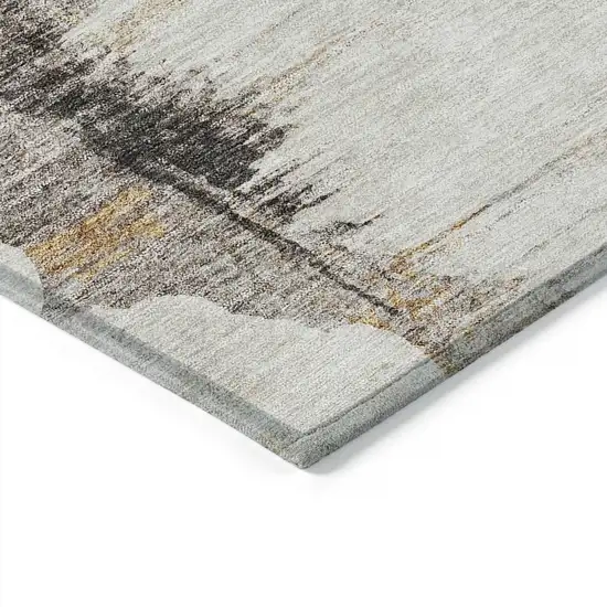 Beige Ivory And Taupe Abstract Washable Indoor Outdoor Area Rug Photo 3