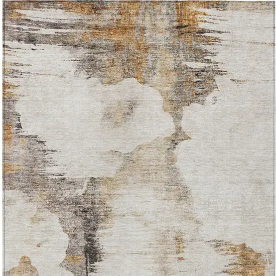 Beige Ivory And Taupe Abstract Washable Indoor Outdoor Area Rug Photo 4