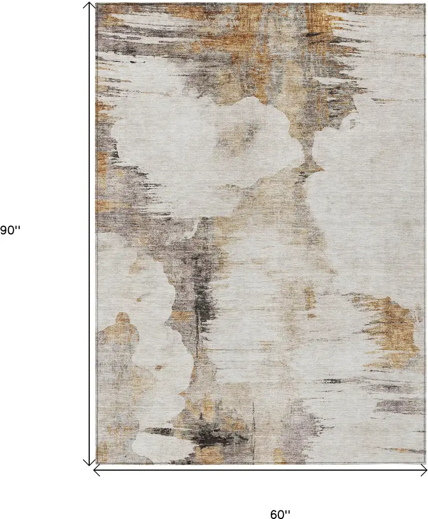 Beige Ivory And Taupe Abstract Washable Indoor Outdoor Area Rug Photo 3