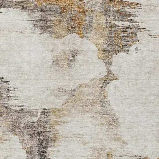 Beige Ivory And Taupe Abstract Washable Indoor Outdoor Area Rug Photo 4