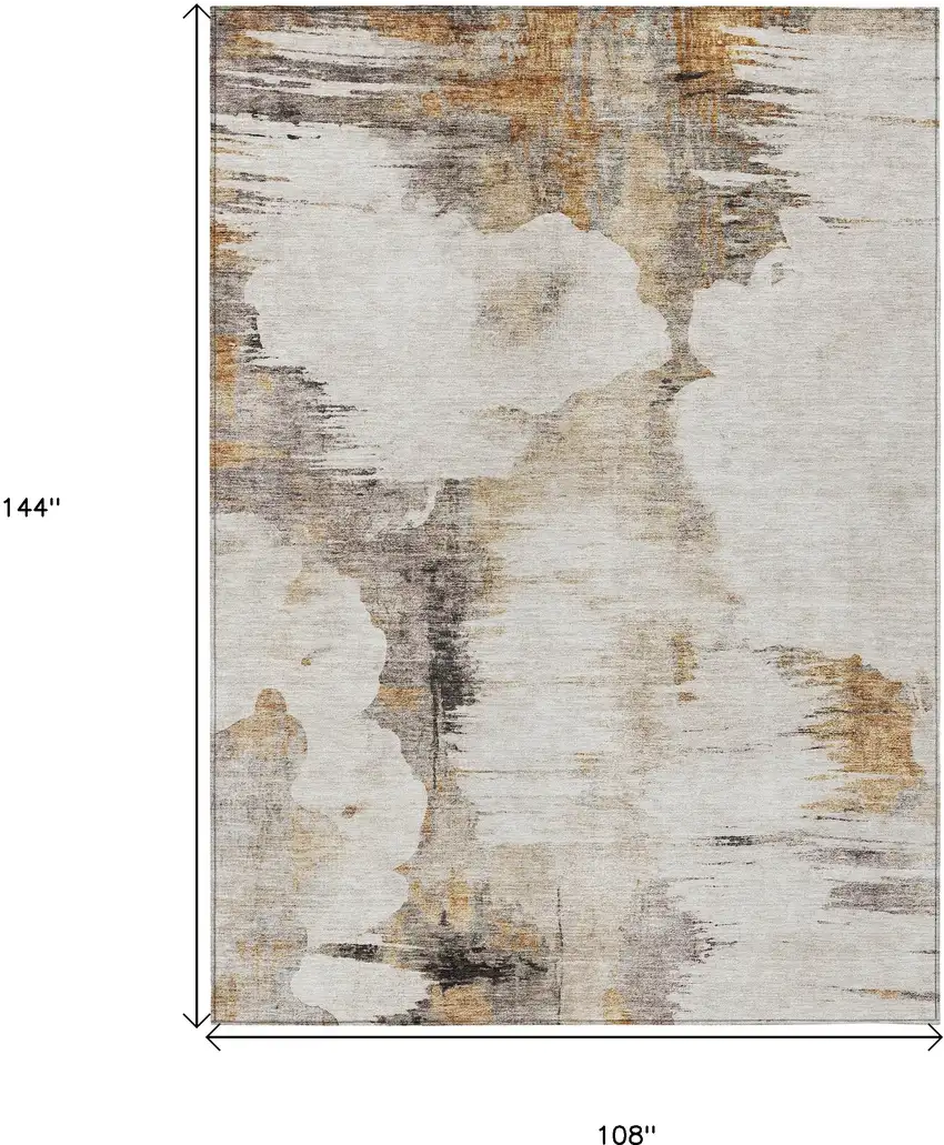 Beige Ivory And Taupe Abstract Washable Indoor Outdoor Area Rug Photo 3