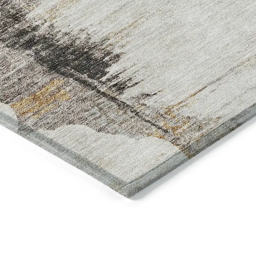Beige Ivory And Taupe Abstract Washable Indoor Outdoor Area Rug Photo 3