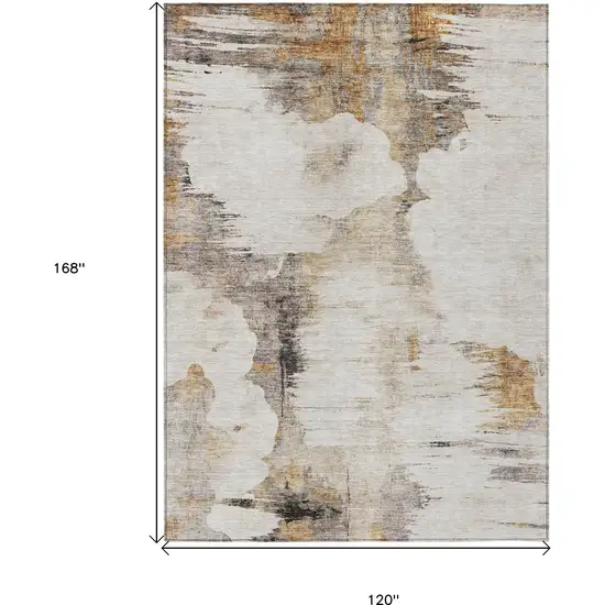 Beige Ivory And Taupe Abstract Washable Indoor Outdoor Area Rug Photo 9