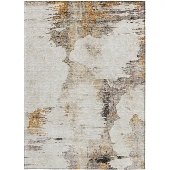Beige Ivory And Taupe Abstract Washable Indoor Outdoor Area Rug Photo 4